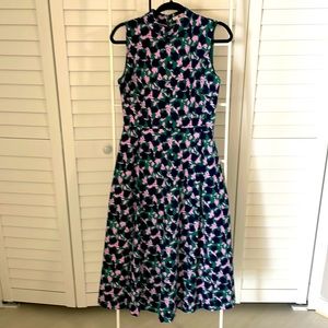 BODEN PRINT FIT AND FLARE MIDI DRESS